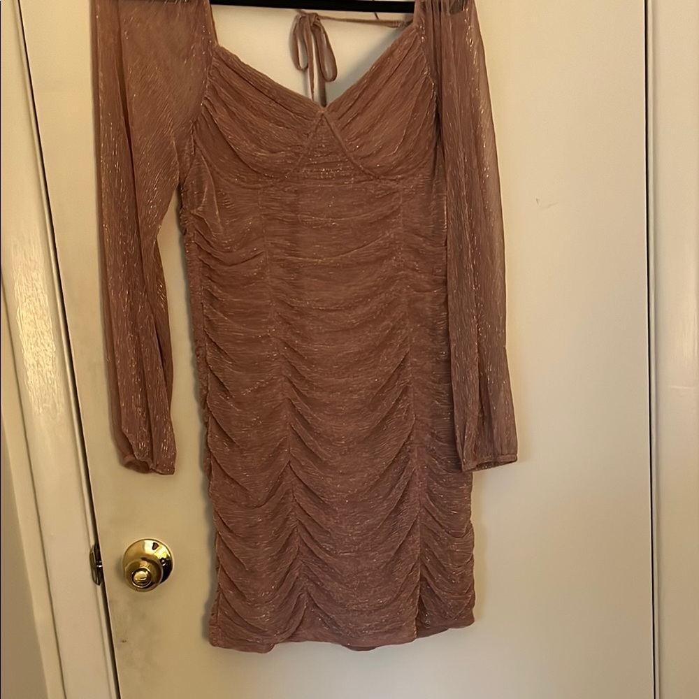 Elegant Rose Gold Ruched Dress. Fairy dress
